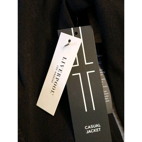 Liverpool Los Angeles Black Rinse Moto F/Zip Casual LS Jacket Quilted Panel SM - Picture 11 of 16